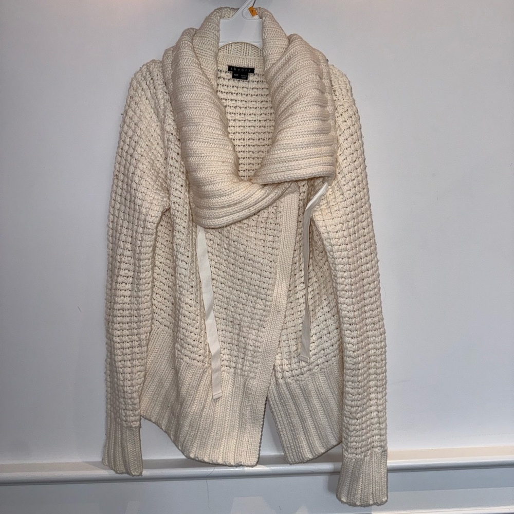 Theory Cream Cowl Neck Sweater